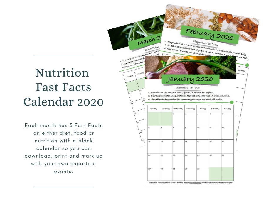 Nutrition Fast Facts Calendar 2020